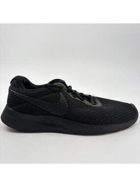 Nike Tanjun Womens Size 7.5 Triple Black Athletic Running Walking Shoes Sneakers